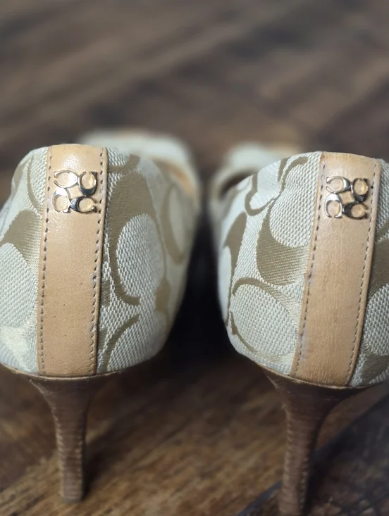 Coach Aldis peep-toe stiletto heels featuring the brand's signature Sz 6.5 - Picture 4 of 8